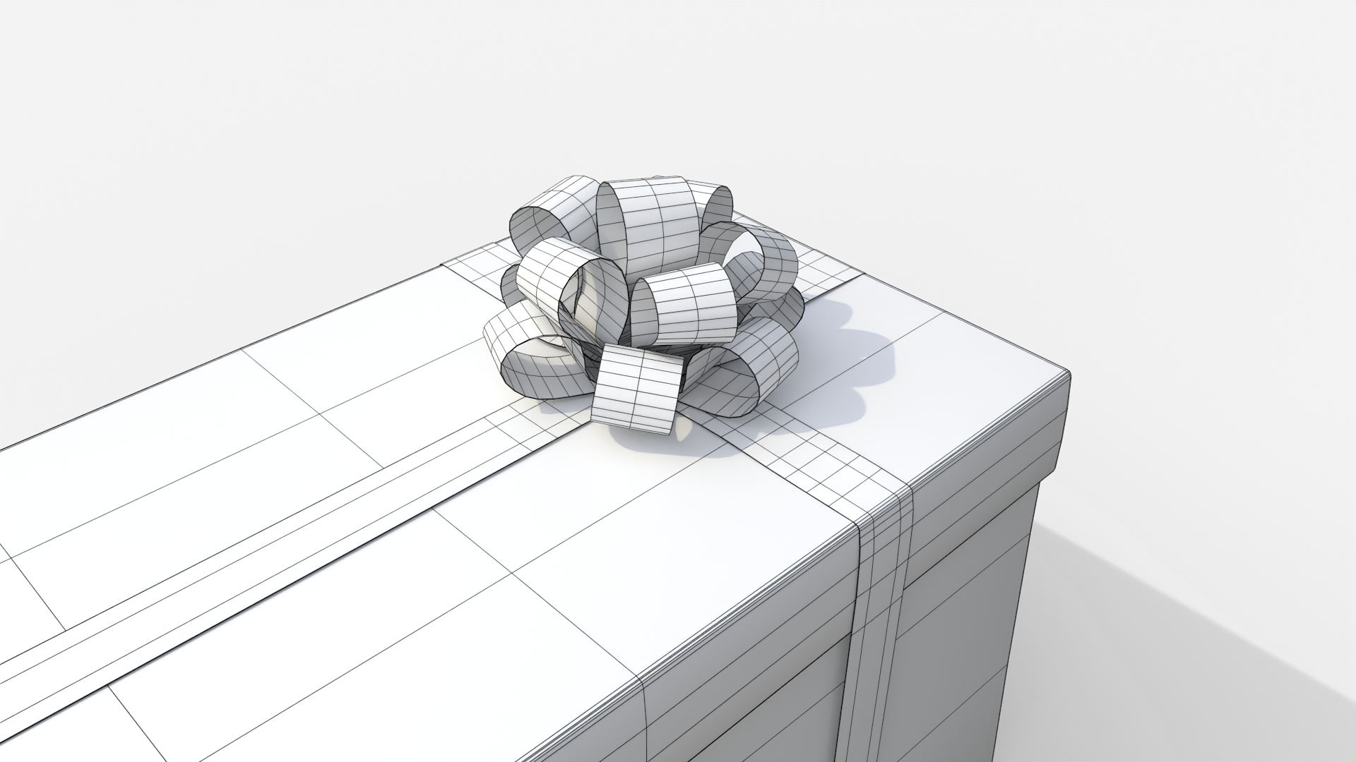 Gift Box - Rectangular with Tied Ribbon Rosette 3D Model