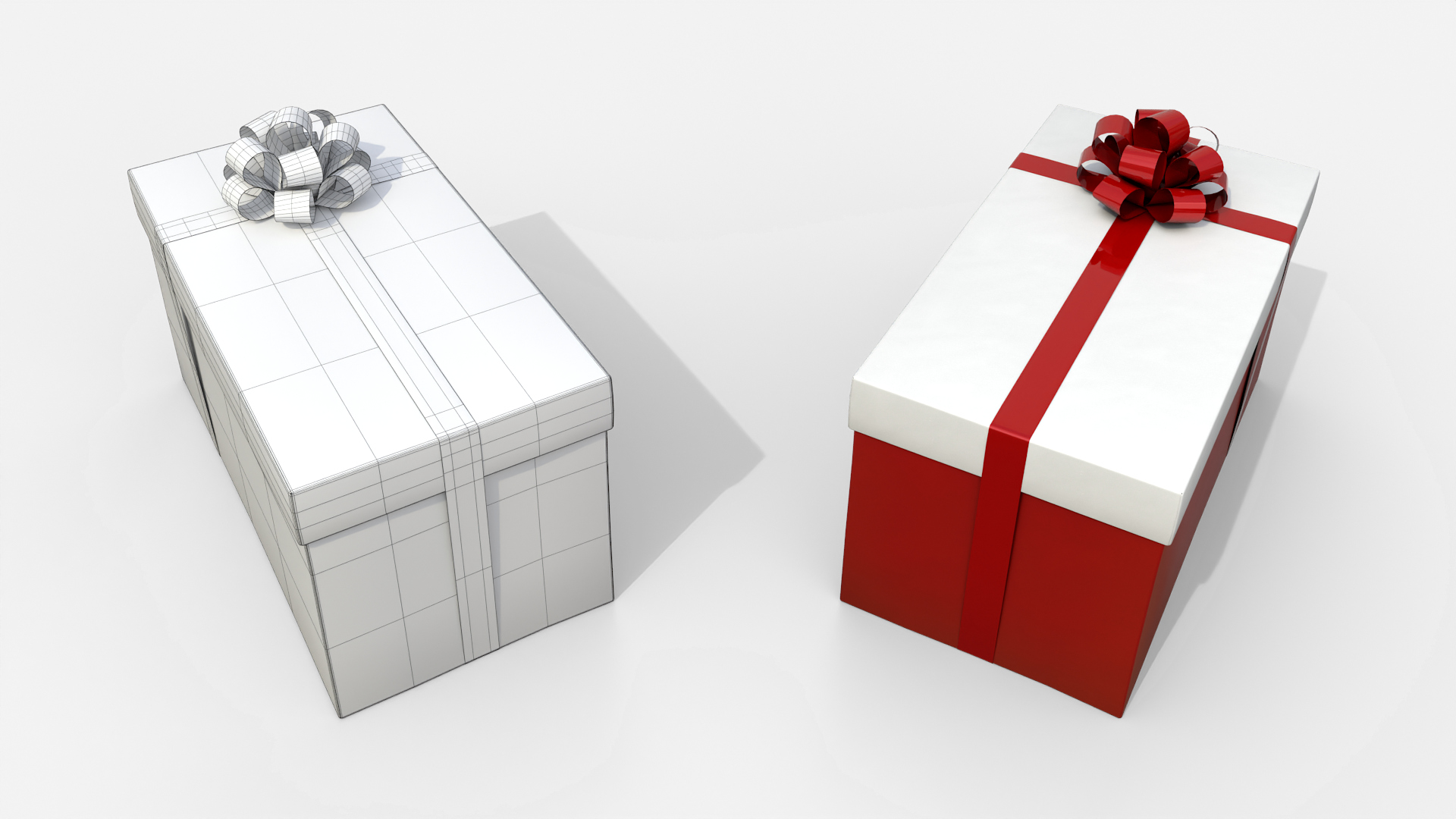 Gift Box - Rectangular with Tied Ribbon Rosette 3D Model