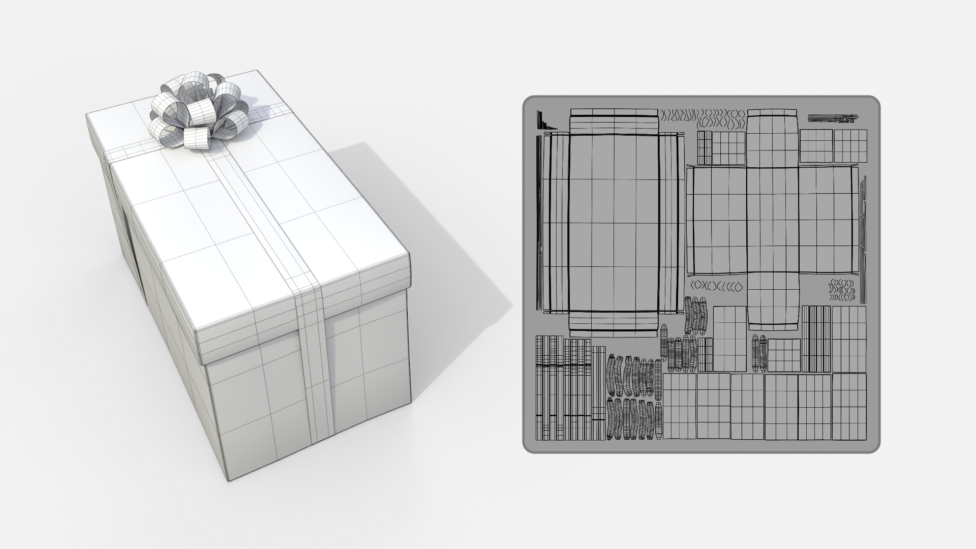 Gift Box - Rectangular with Tied Ribbon Rosette 3D Model