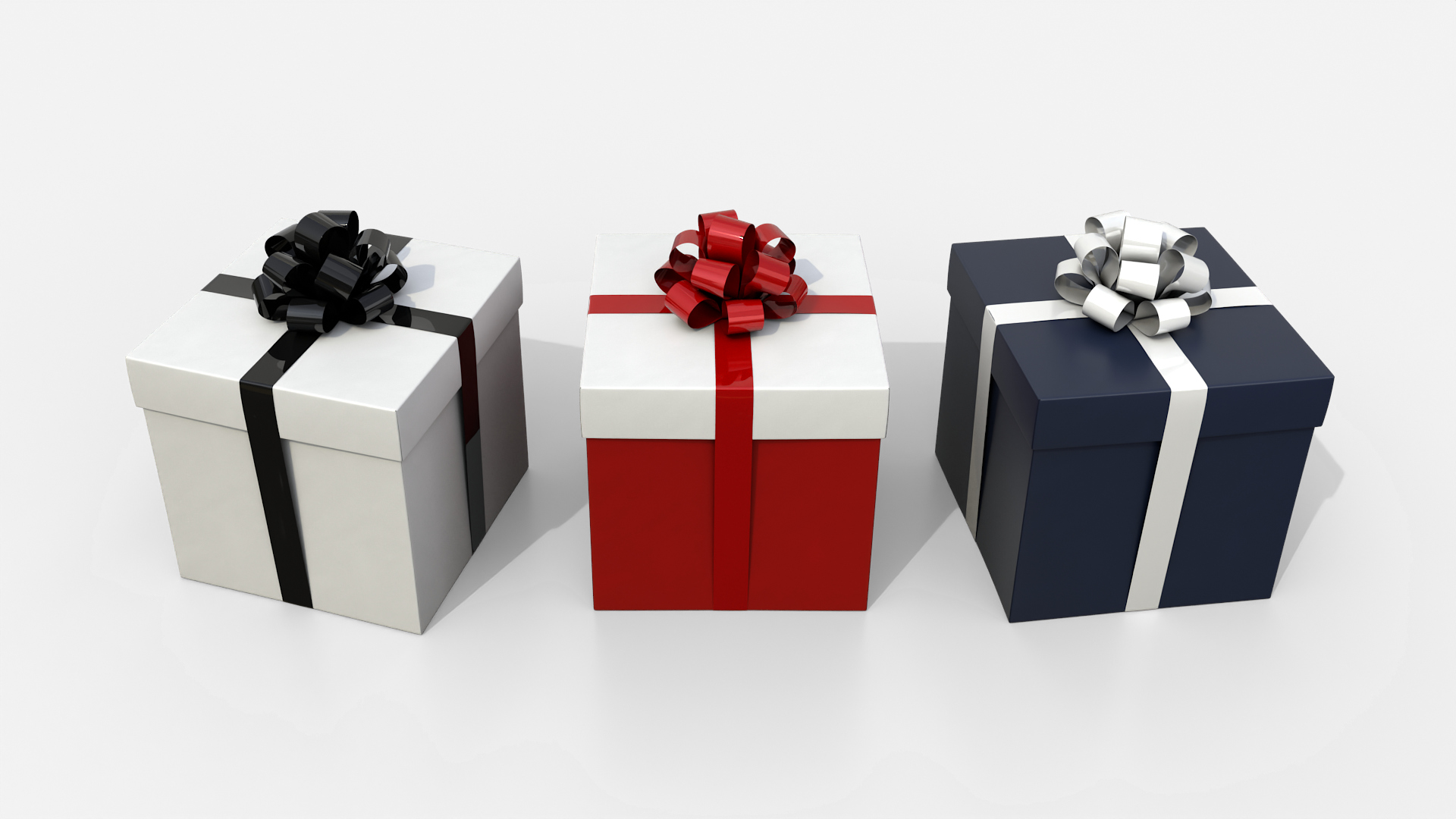 Gift Box - Regular with Tied Ribbon Rosette 3D Model