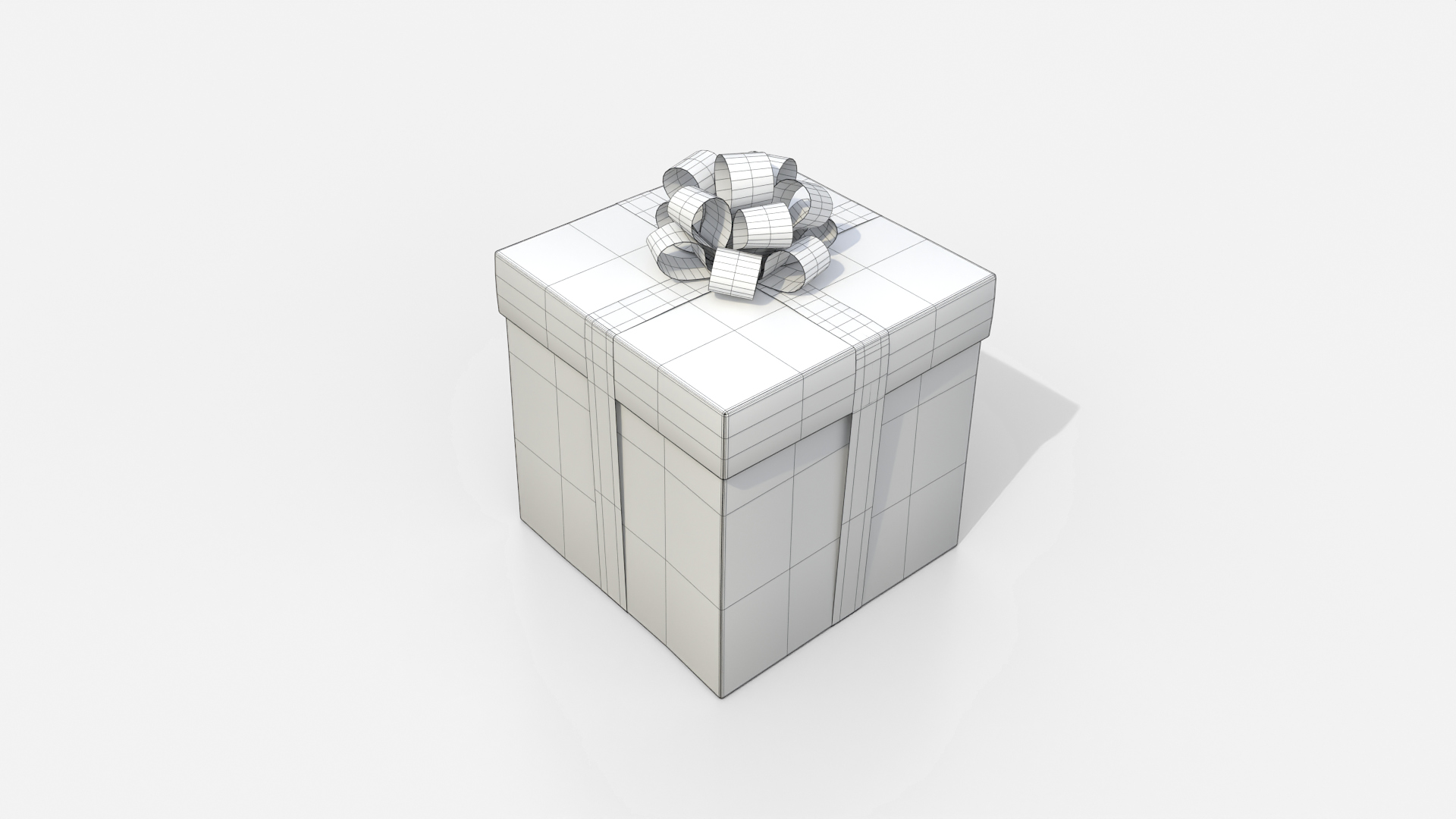 Gift Box - Regular with Tied Ribbon Rosette 3D Model