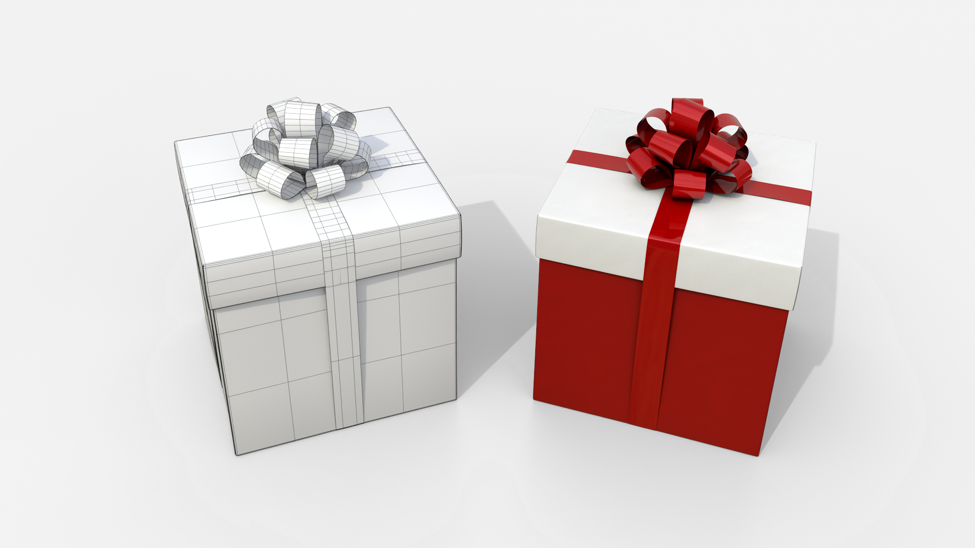 Gift Box - Regular with Tied Ribbon Rosette 3D Model