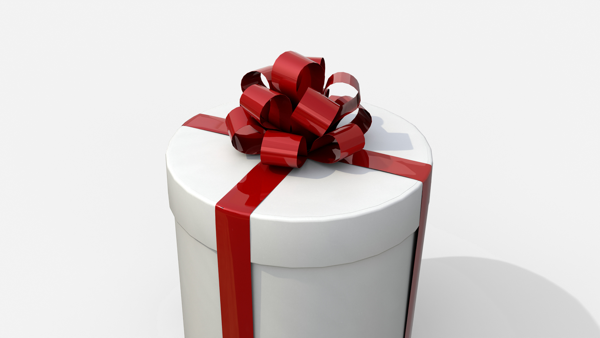 Gift Box - Round with Tied Ribbon Rosette 3D Model