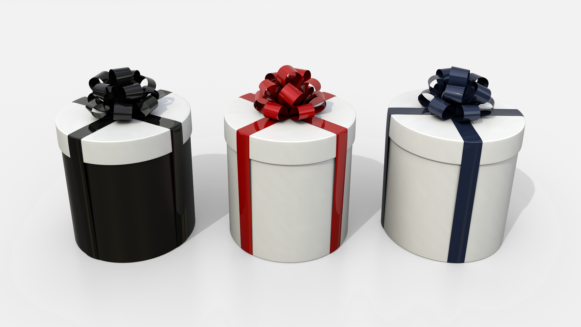 Gift Box - Round with Tied Ribbon Rosette 3D Model