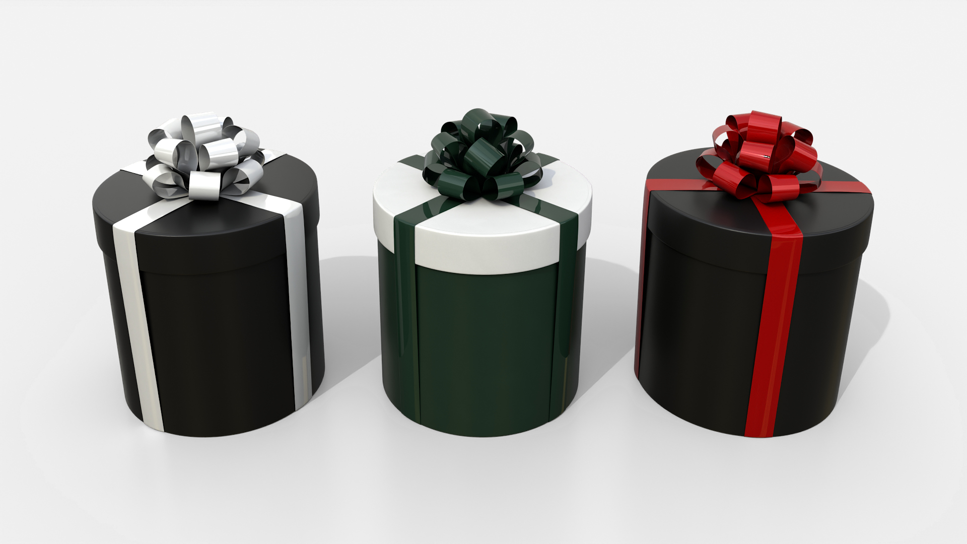 Gift Box - Round with Tied Ribbon Rosette 3D Model