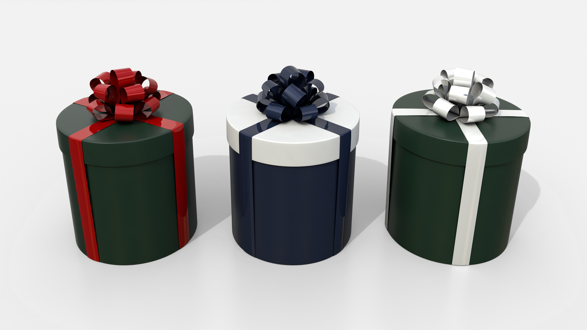 Gift Box - Round with Tied Ribbon Rosette 3D Model