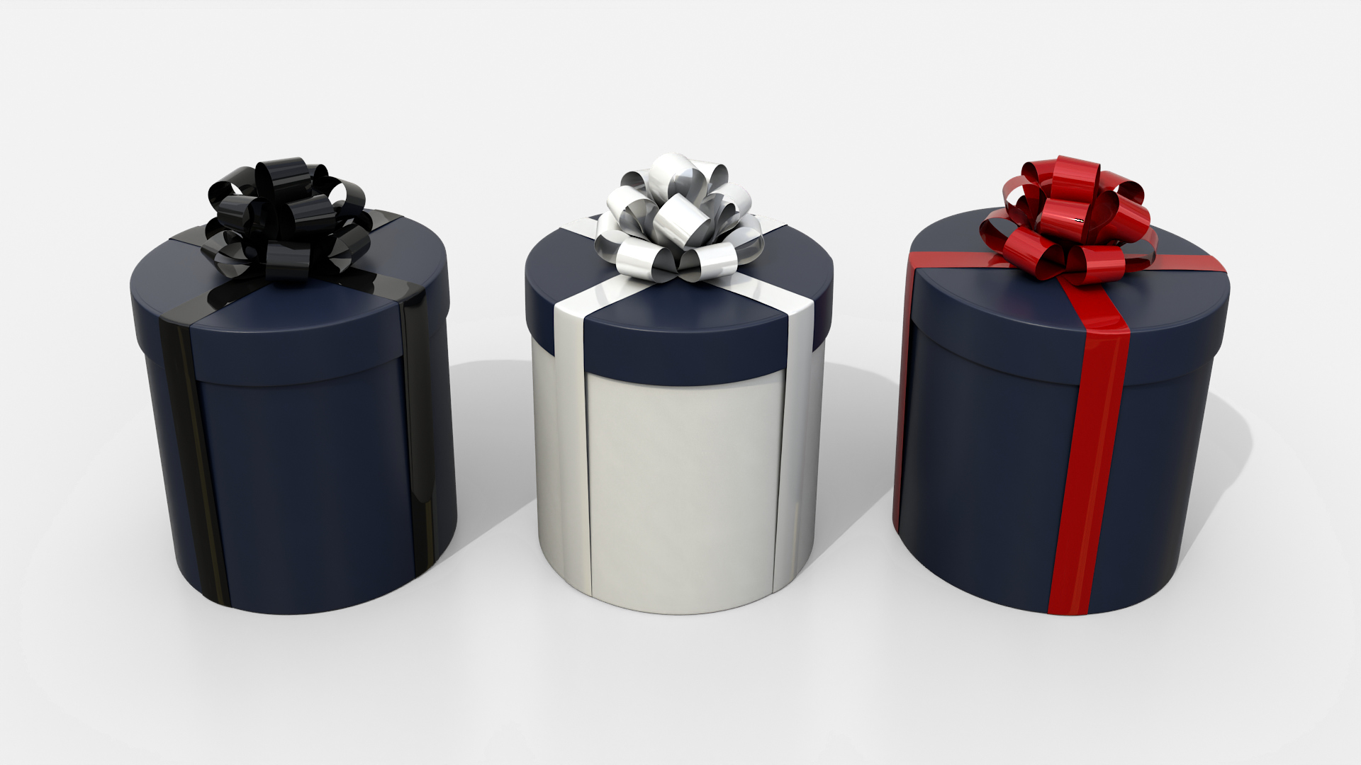 Gift Box - Round with Tied Ribbon Rosette 3D Model