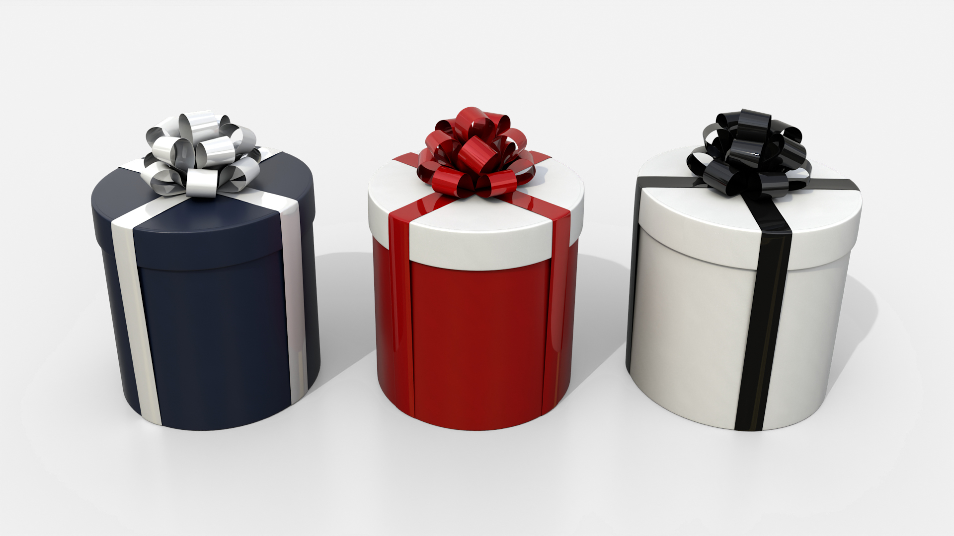 Gift Box - Round with Tied Ribbon Rosette 3D Model