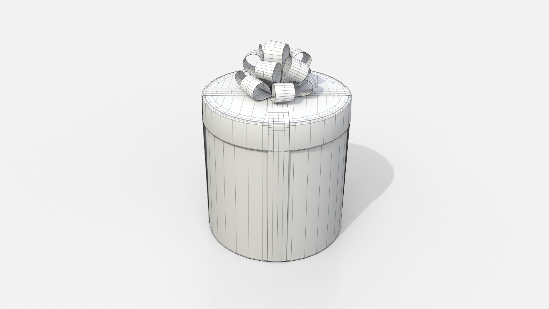 Gift Box - Round with Tied Ribbon Rosette 3D Model