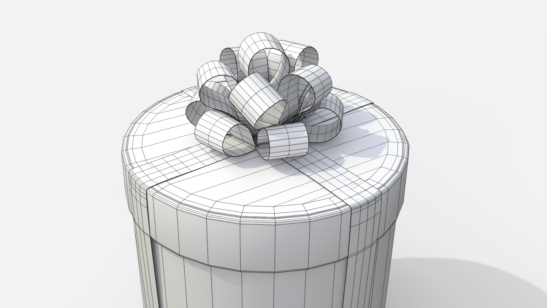 Gift Box - Round with Tied Ribbon Rosette 3D Model