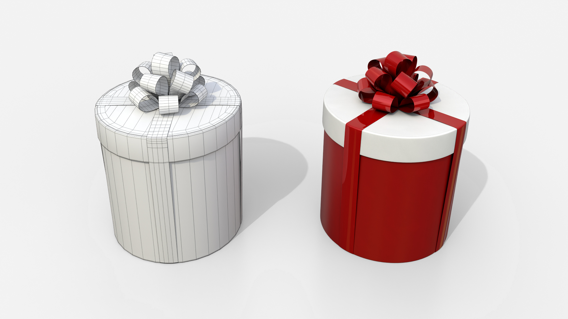 Gift Box - Round with Tied Ribbon Rosette 3D Model