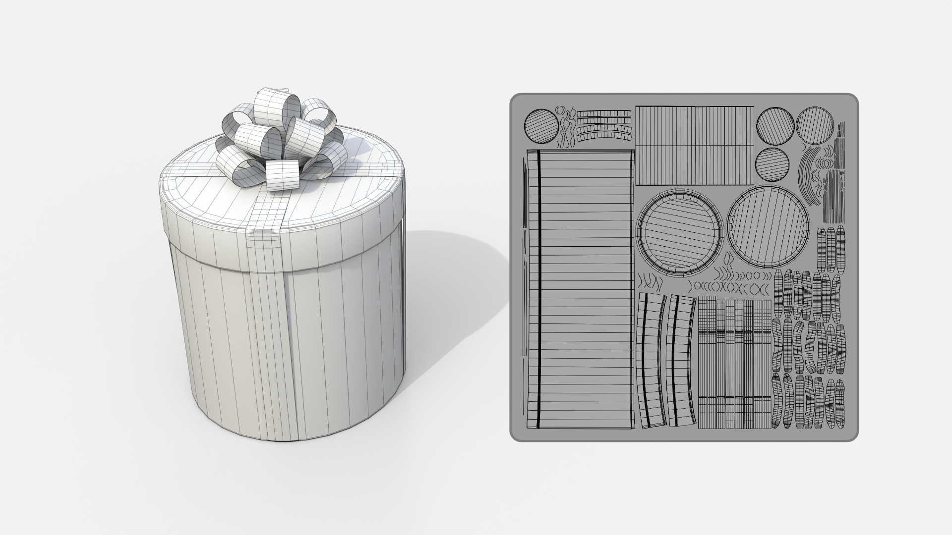 Gift Box - Round with Tied Ribbon Rosette 3D Model