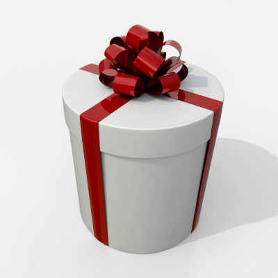 Gift Box - Round with Tied Ribbon Rosette