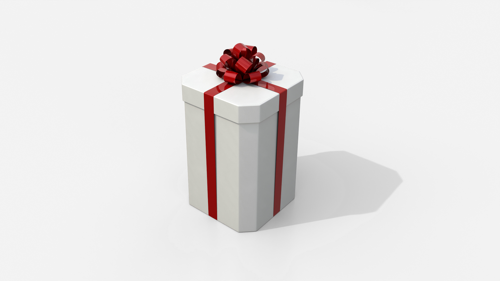 Gift Box - Tall Beveled Edge with Tied Ribbon Rosette 3D Model