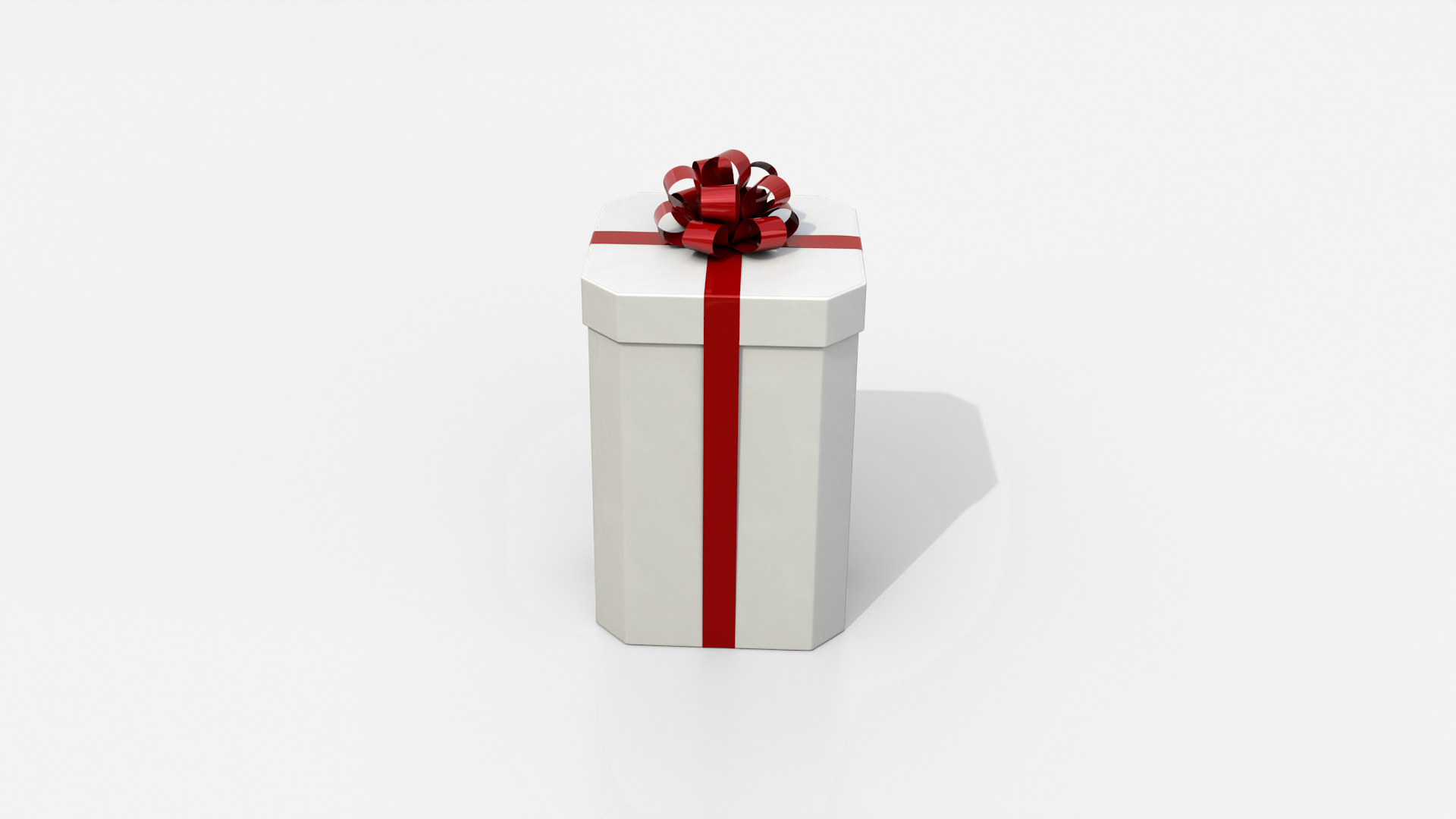 Gift Box - Tall Beveled Edge with Tied Ribbon Rosette 3D Model