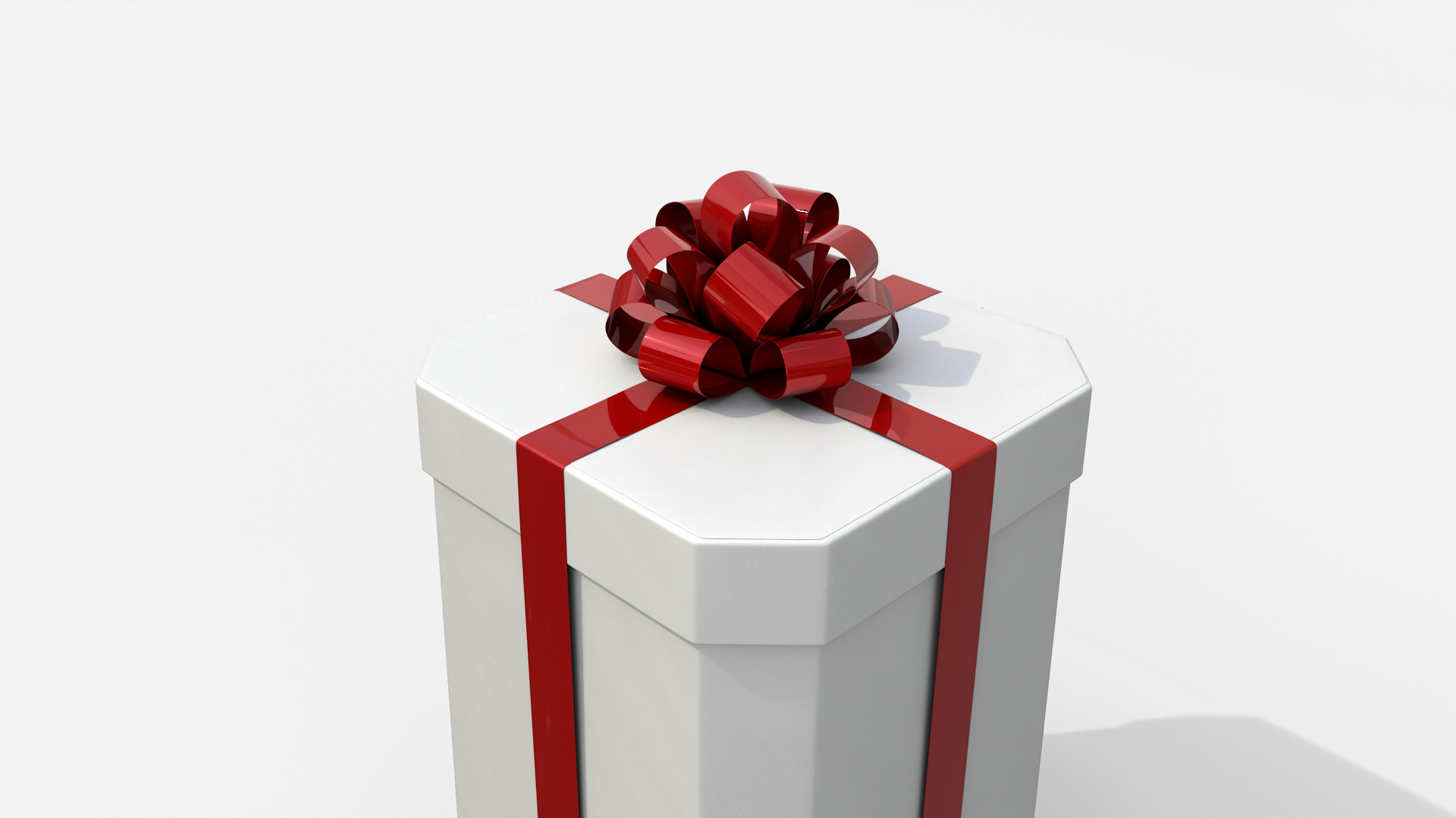 Gift Box - Tall Beveled Edge with Tied Ribbon Rosette 3D Model