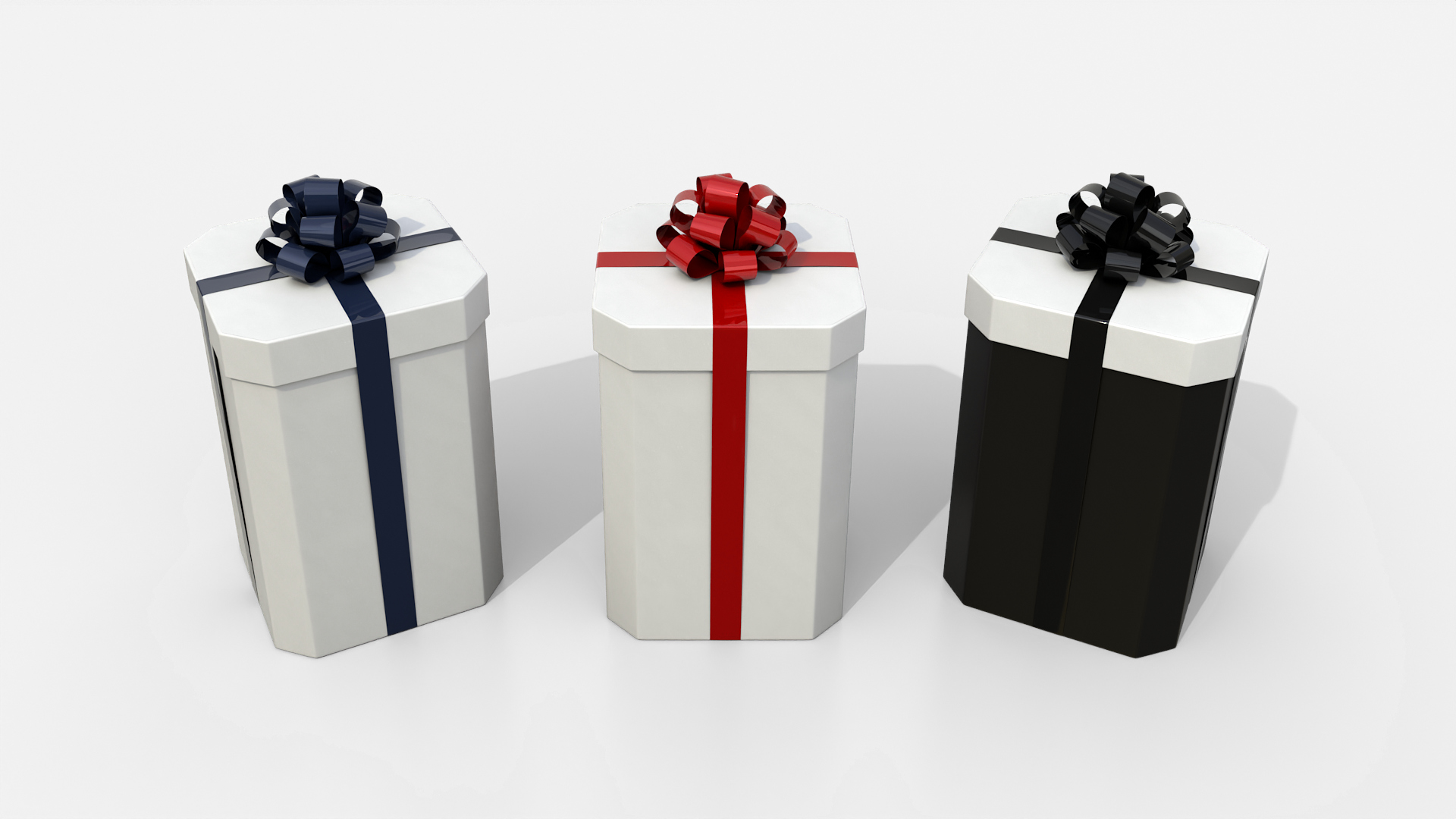 Gift Box - Tall Beveled Edge with Tied Ribbon Rosette 3D Model