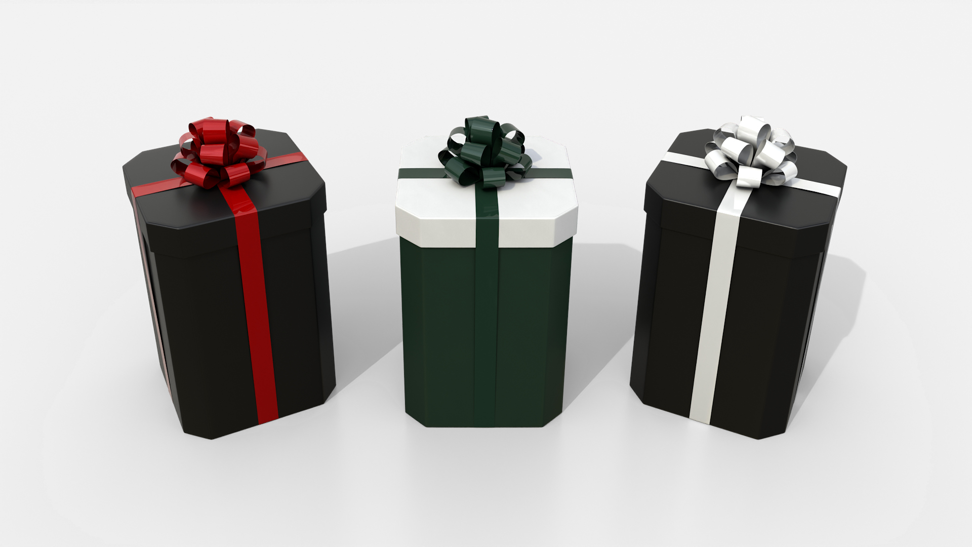 Gift Box - Tall Beveled Edge with Tied Ribbon Rosette 3D Model