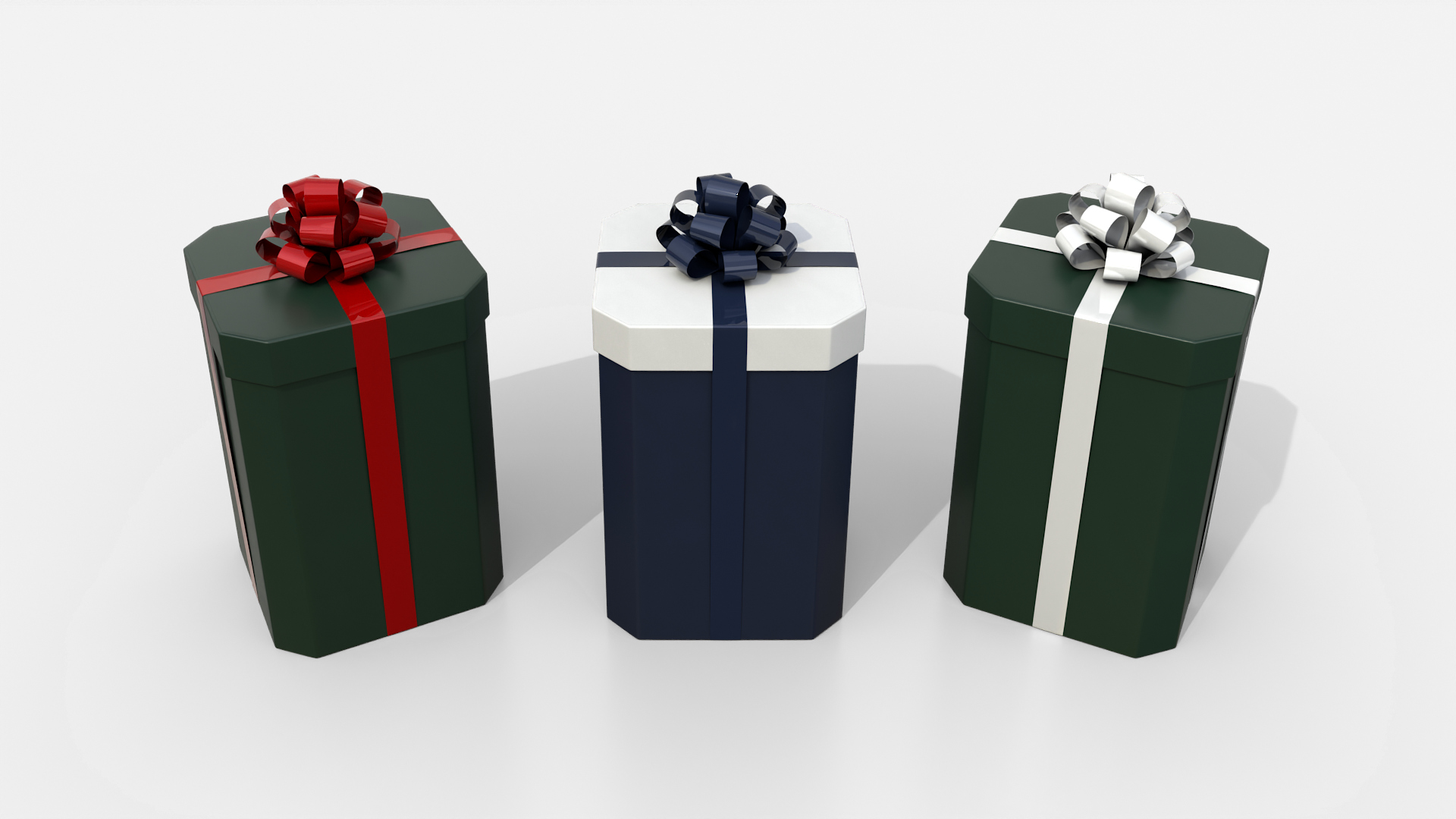 Gift Box - Tall Beveled Edge with Tied Ribbon Rosette 3D Model