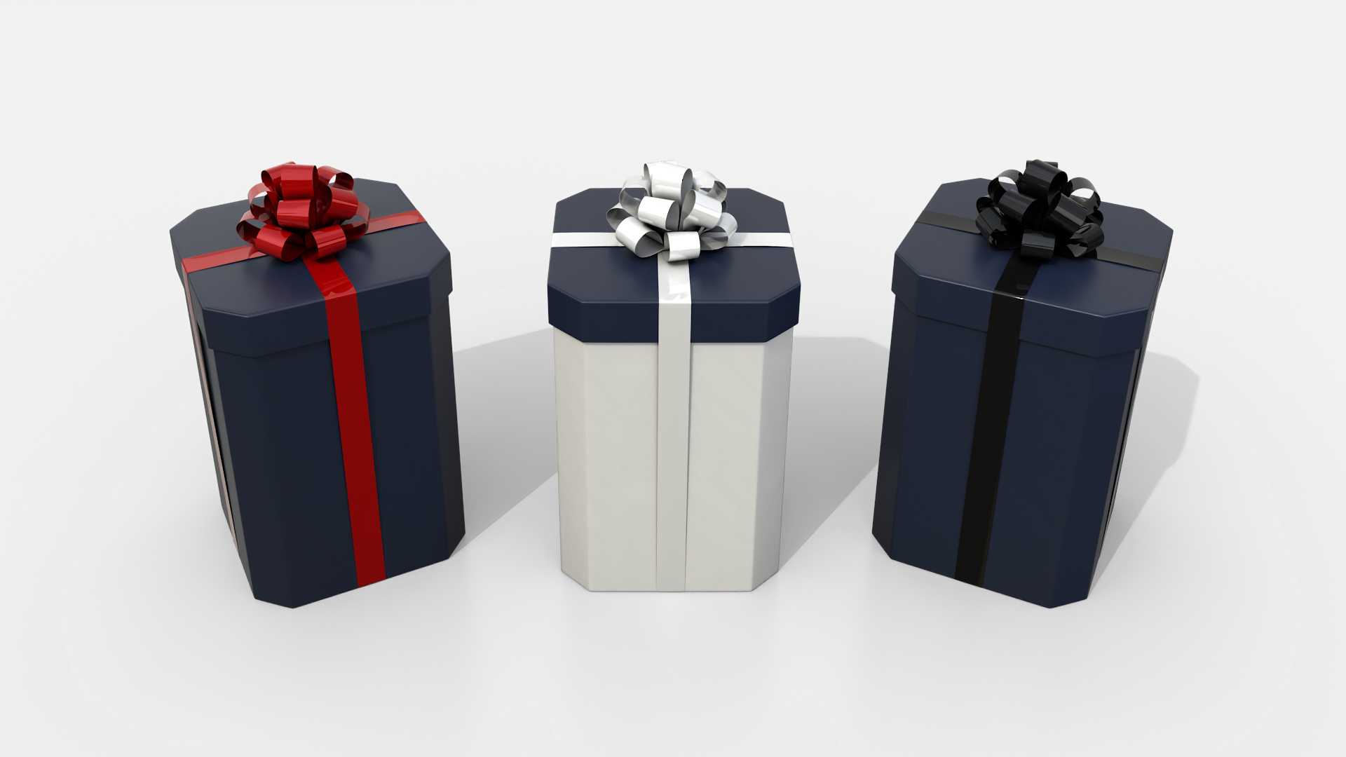 Gift Box - Tall Beveled Edge with Tied Ribbon Rosette 3D Model