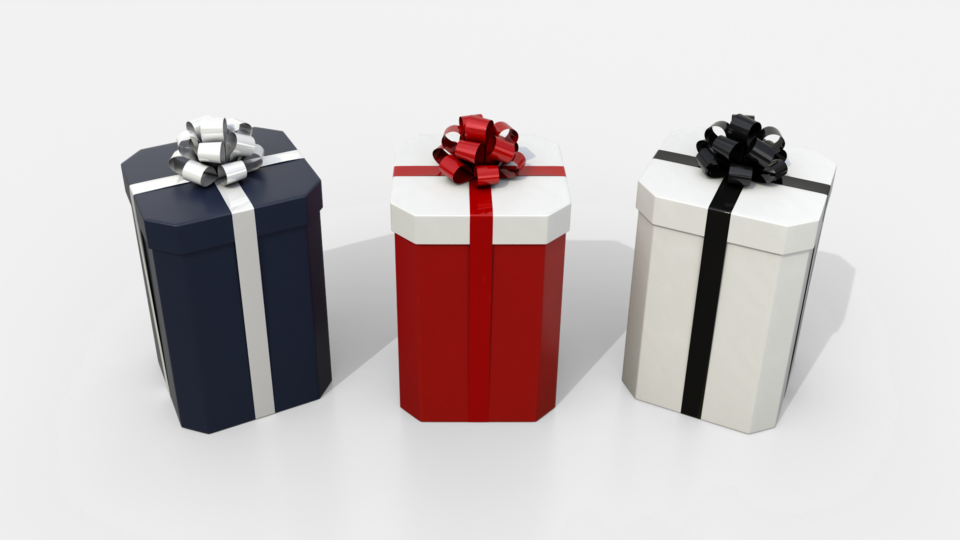 Gift Box - Tall Beveled Edge with Tied Ribbon Rosette 3D Model