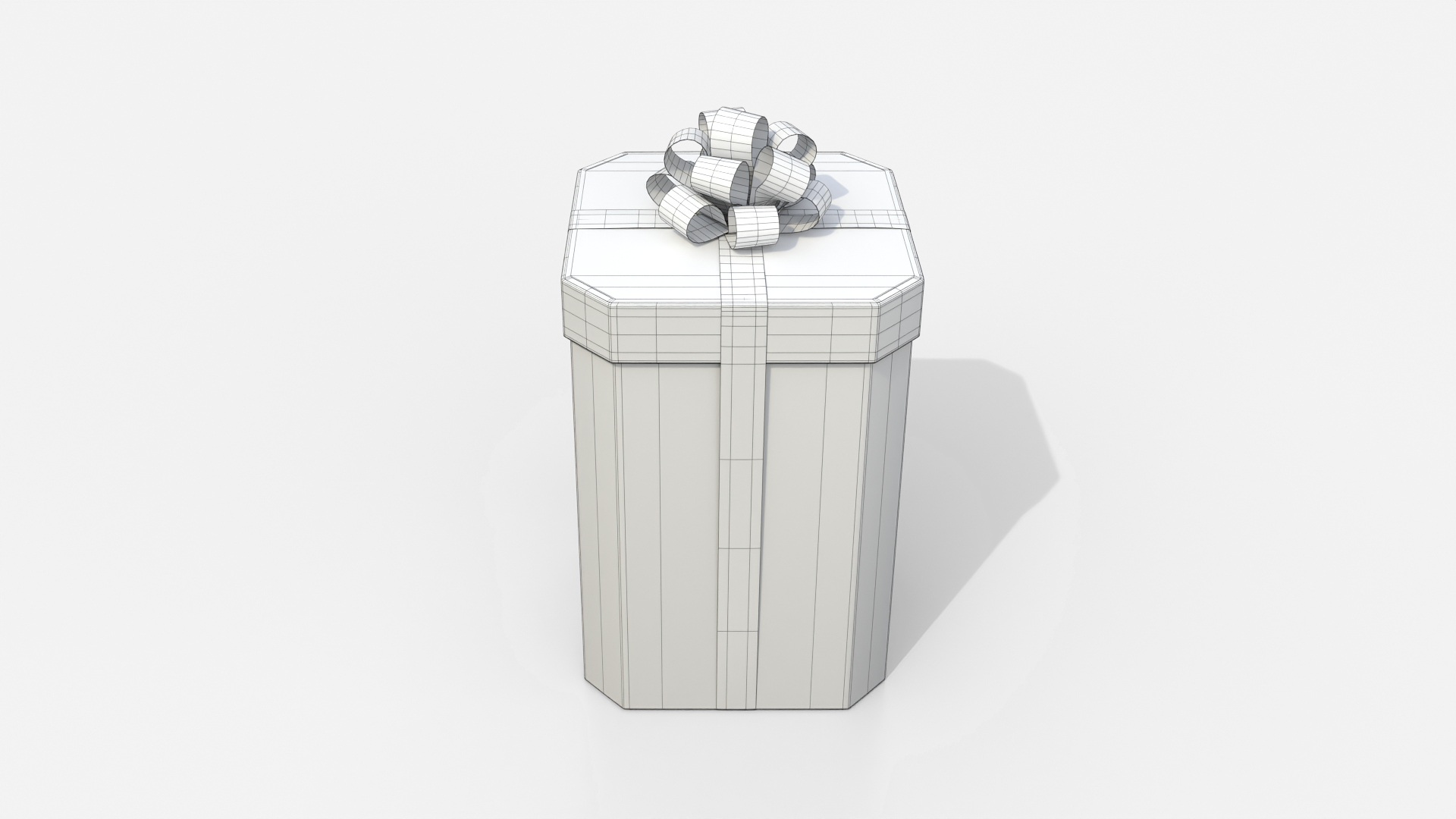 Gift Box - Tall Beveled Edge with Tied Ribbon Rosette 3D Model