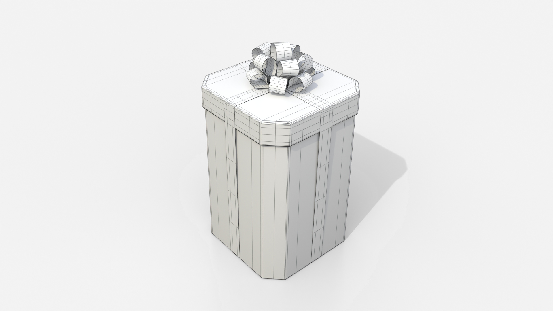 Gift Box - Tall Beveled Edge with Tied Ribbon Rosette 3D Model