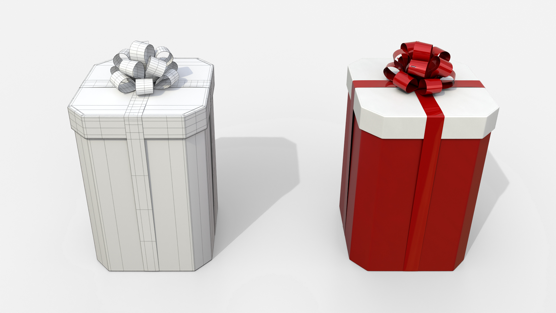 Gift Box - Tall Beveled Edge with Tied Ribbon Rosette 3D Model