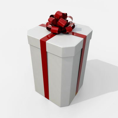 Gift Box - Tall Beveled Edge with Tied Ribbon Rosette