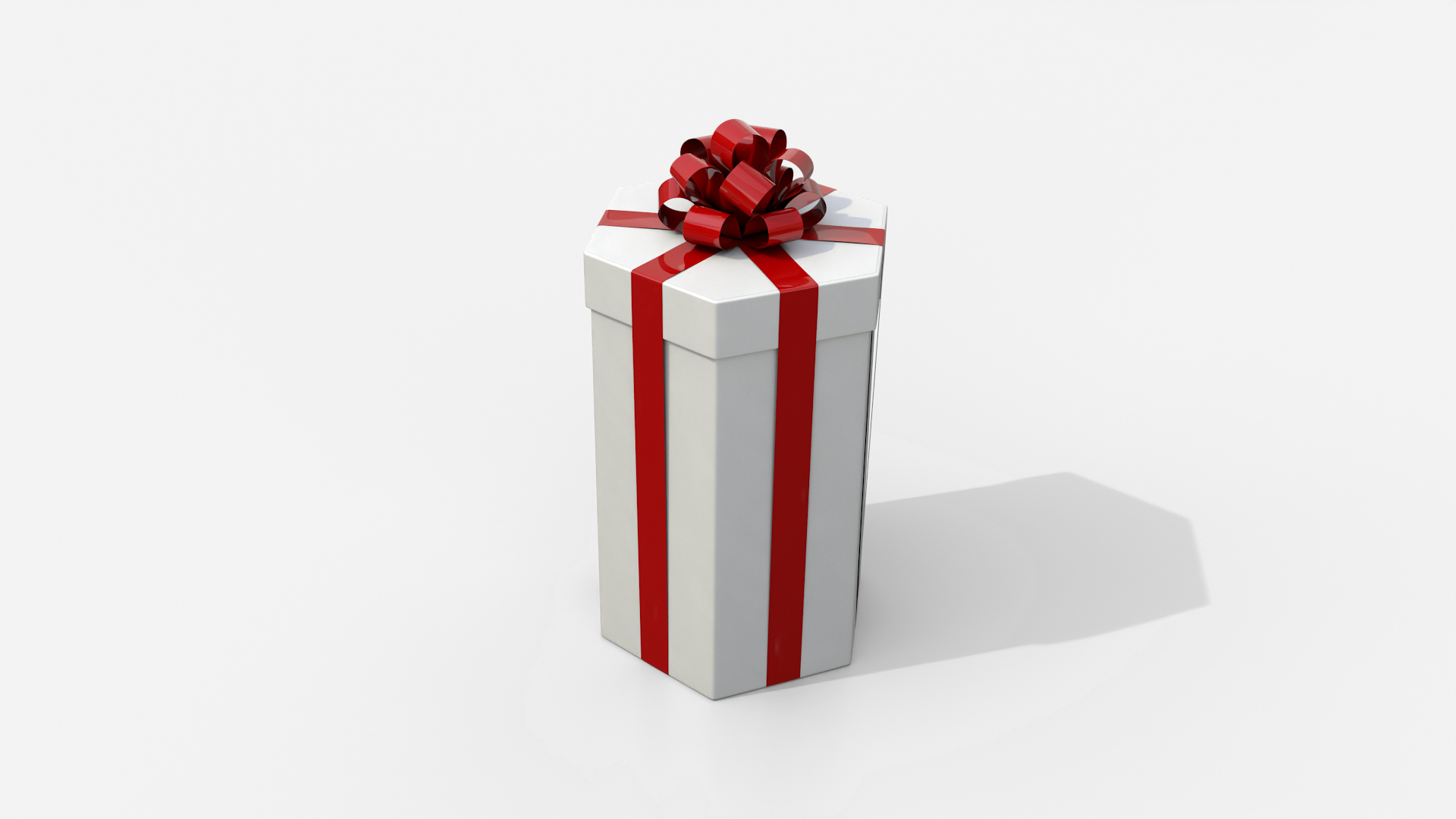 Gift Box - Tall Hexagon with Tied Ribbon Rosette 3D Model