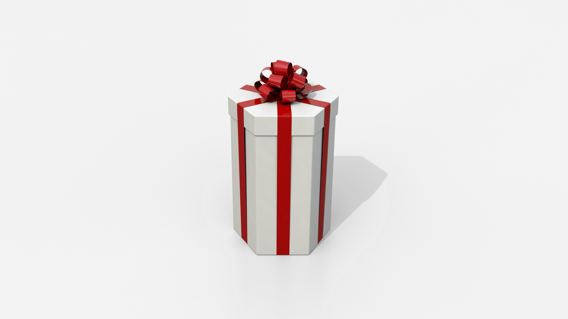 Gift Box - Tall Hexagon with Tied Ribbon Rosette 3D Model