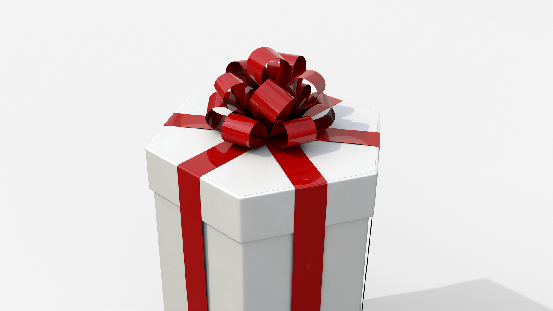 Gift Box - Tall Hexagon with Tied Ribbon Rosette 3D Model