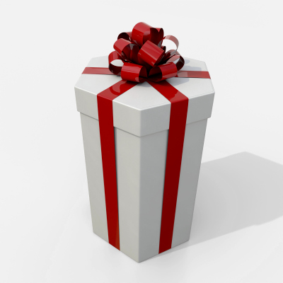 Gift Box - Tall Hexagon with Tied Ribbon Rosette