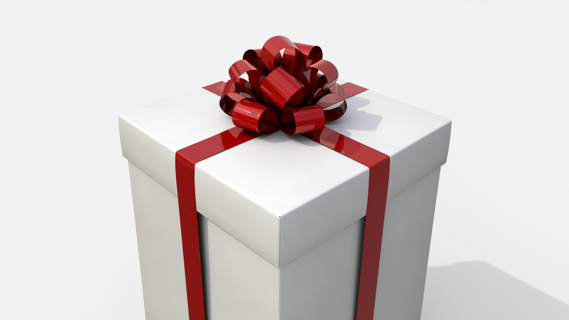Gift Box - Tall Regular with Tied Ribbon Rosette 3D Model
