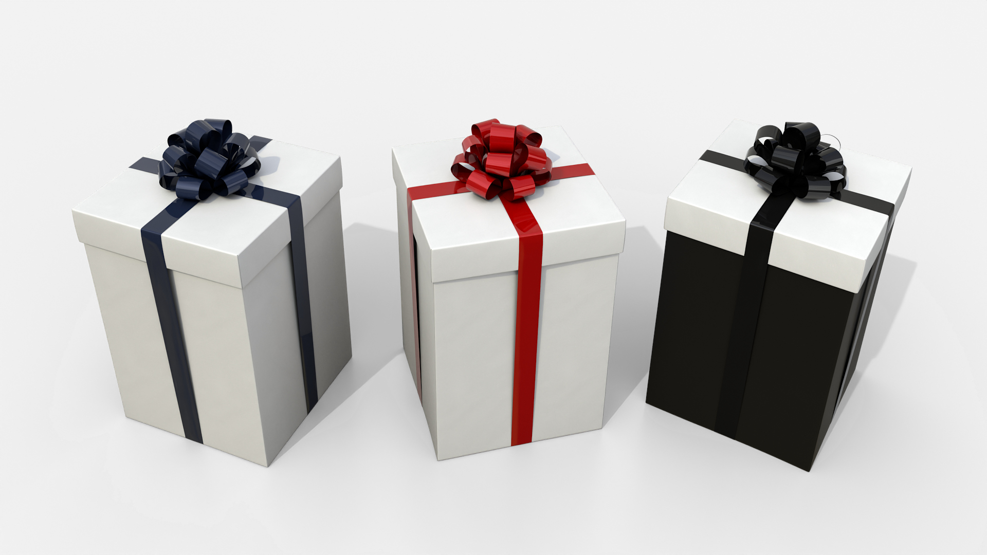 Gift Box - Tall Regular with Tied Ribbon Rosette 3D Model