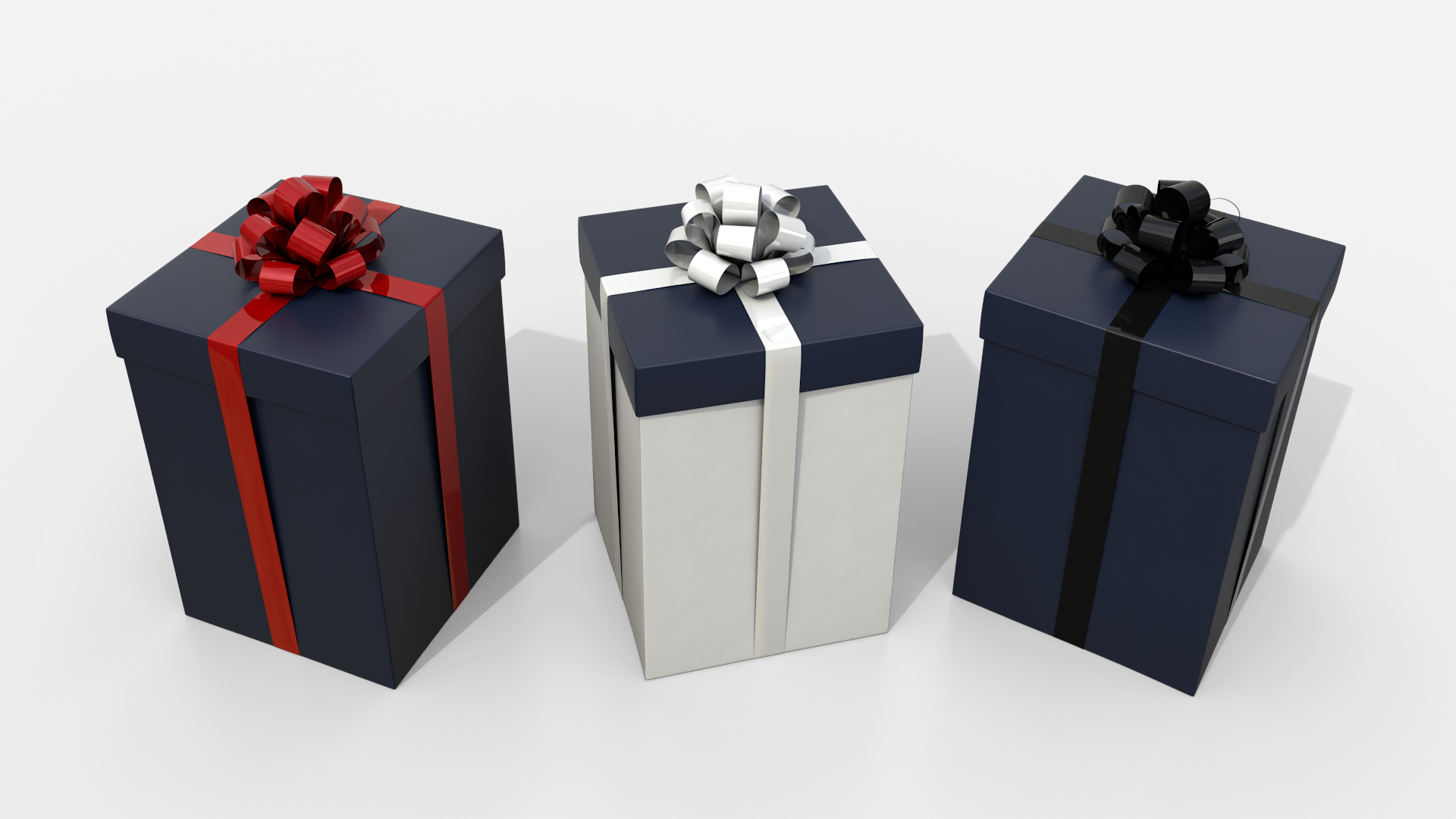 Gift Box - Tall Regular with Tied Ribbon Rosette 3D Model