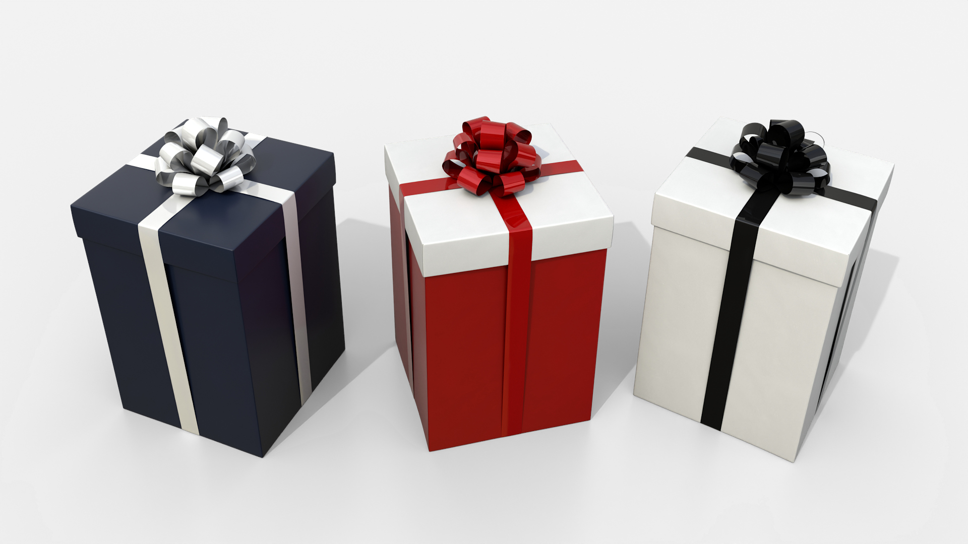 Gift Box - Tall Regular with Tied Ribbon Rosette 3D Model