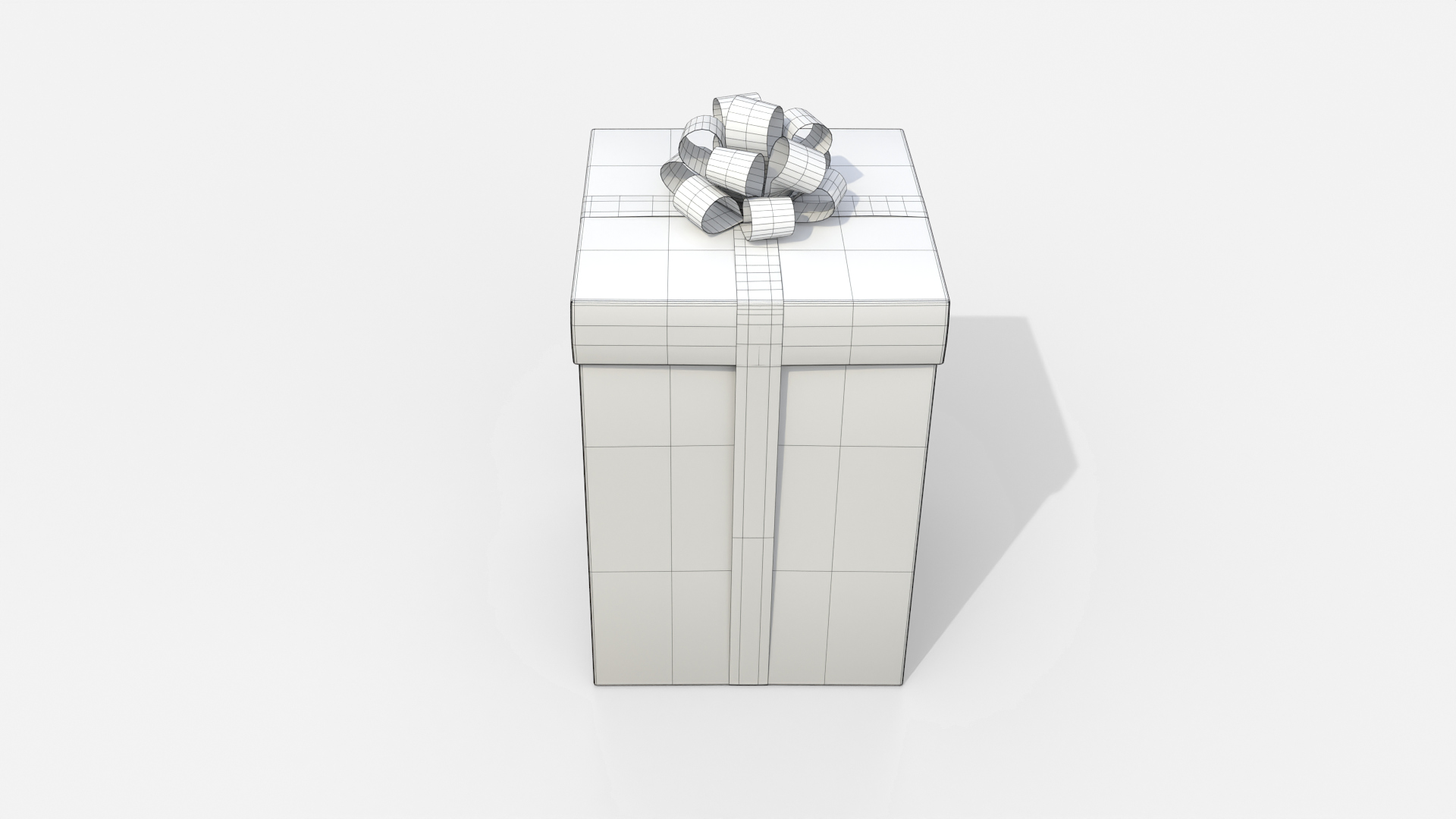 Gift Box - Tall Regular with Tied Ribbon Rosette 3D Model
