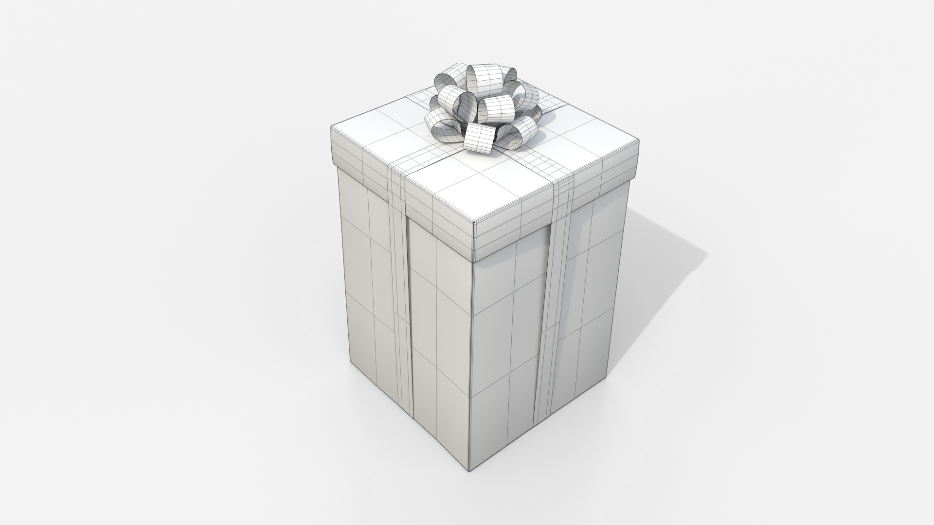 Gift Box - Tall Regular with Tied Ribbon Rosette 3D Model