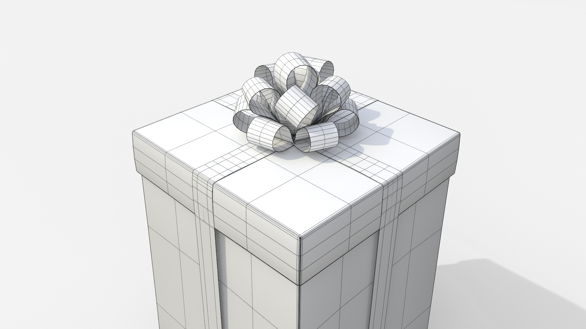 Gift Box - Tall Regular with Tied Ribbon Rosette 3D Model