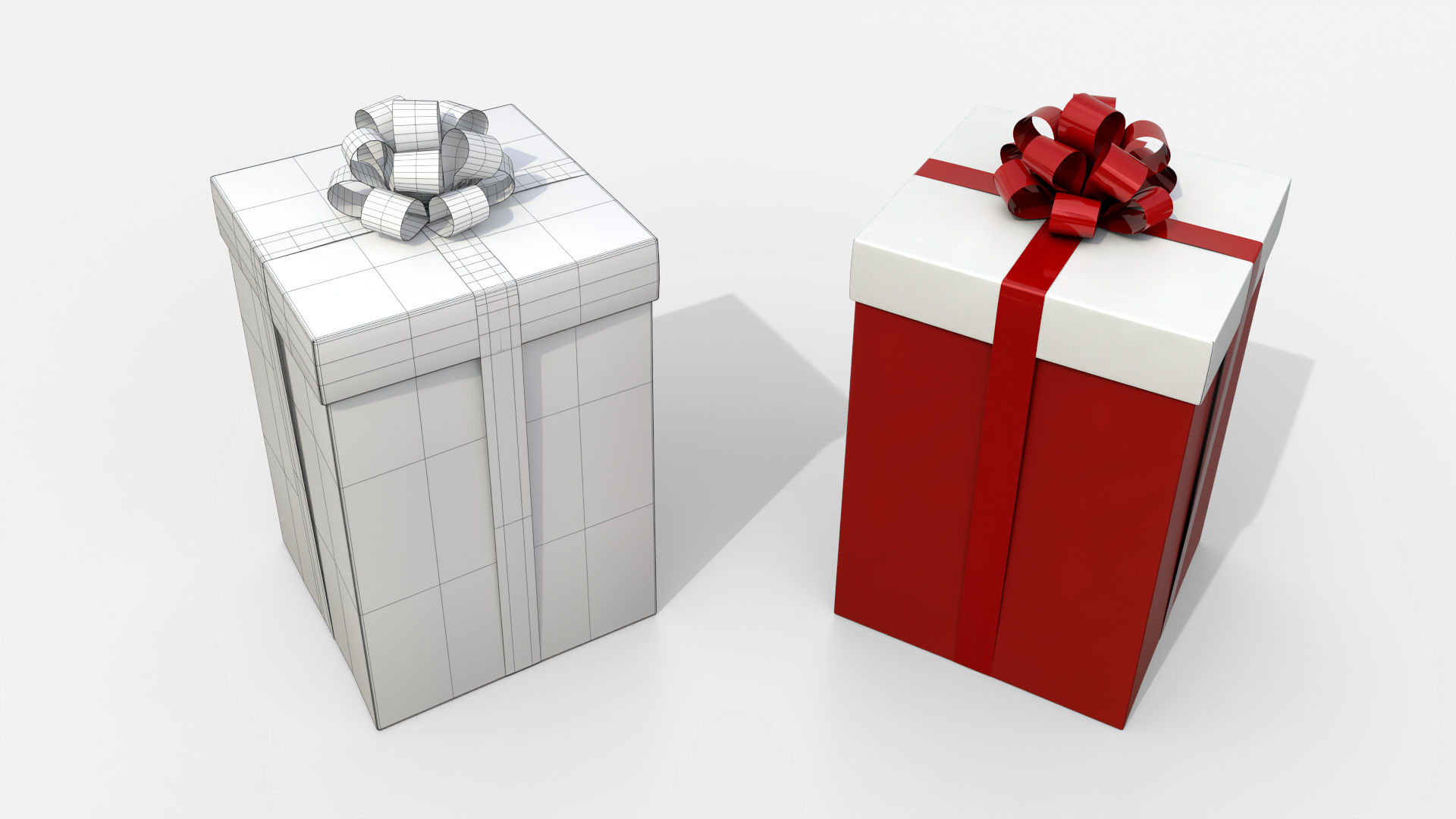 Gift Box - Tall Regular with Tied Ribbon Rosette 3D Model