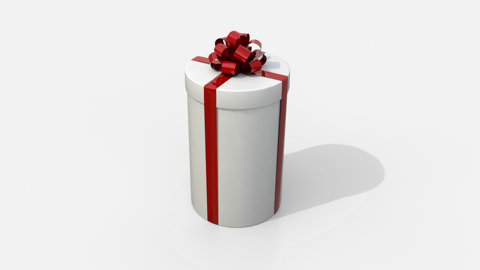 Gift Box - Tall Round with Tied Ribbon Rosette 3D Model