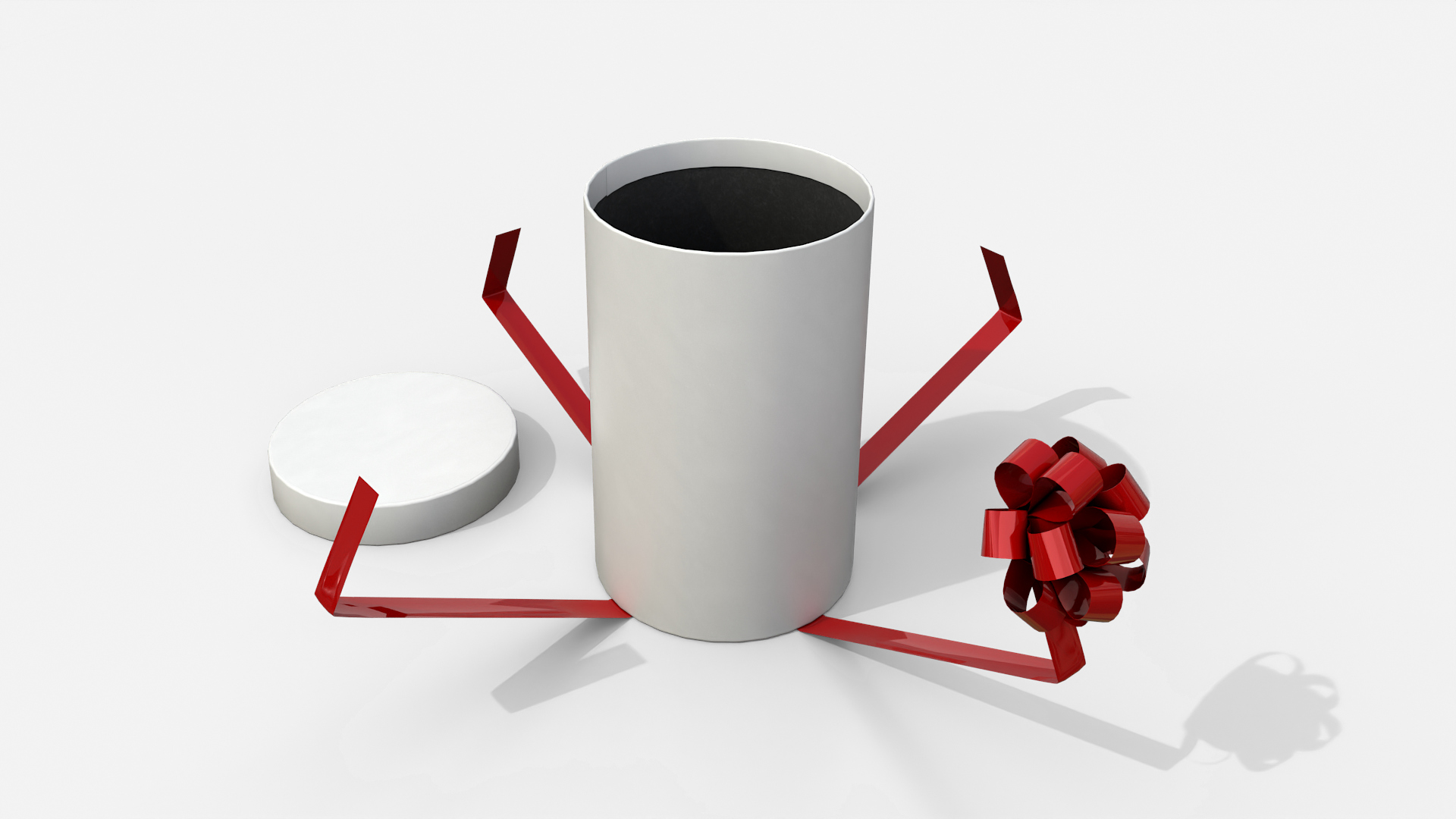 Gift Box - Tall Round with Tied Ribbon Rosette 3D Model