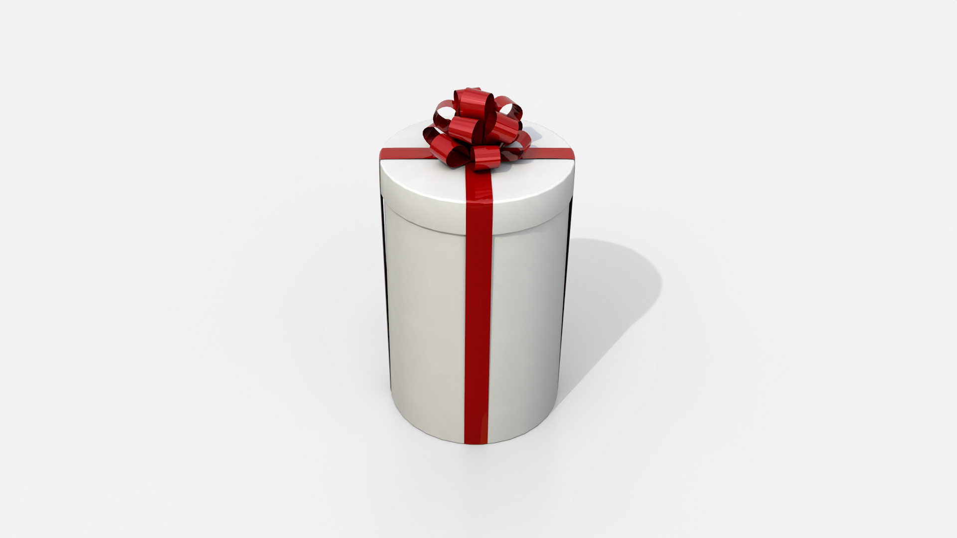 Gift Box - Tall Round with Tied Ribbon Rosette 3D Model