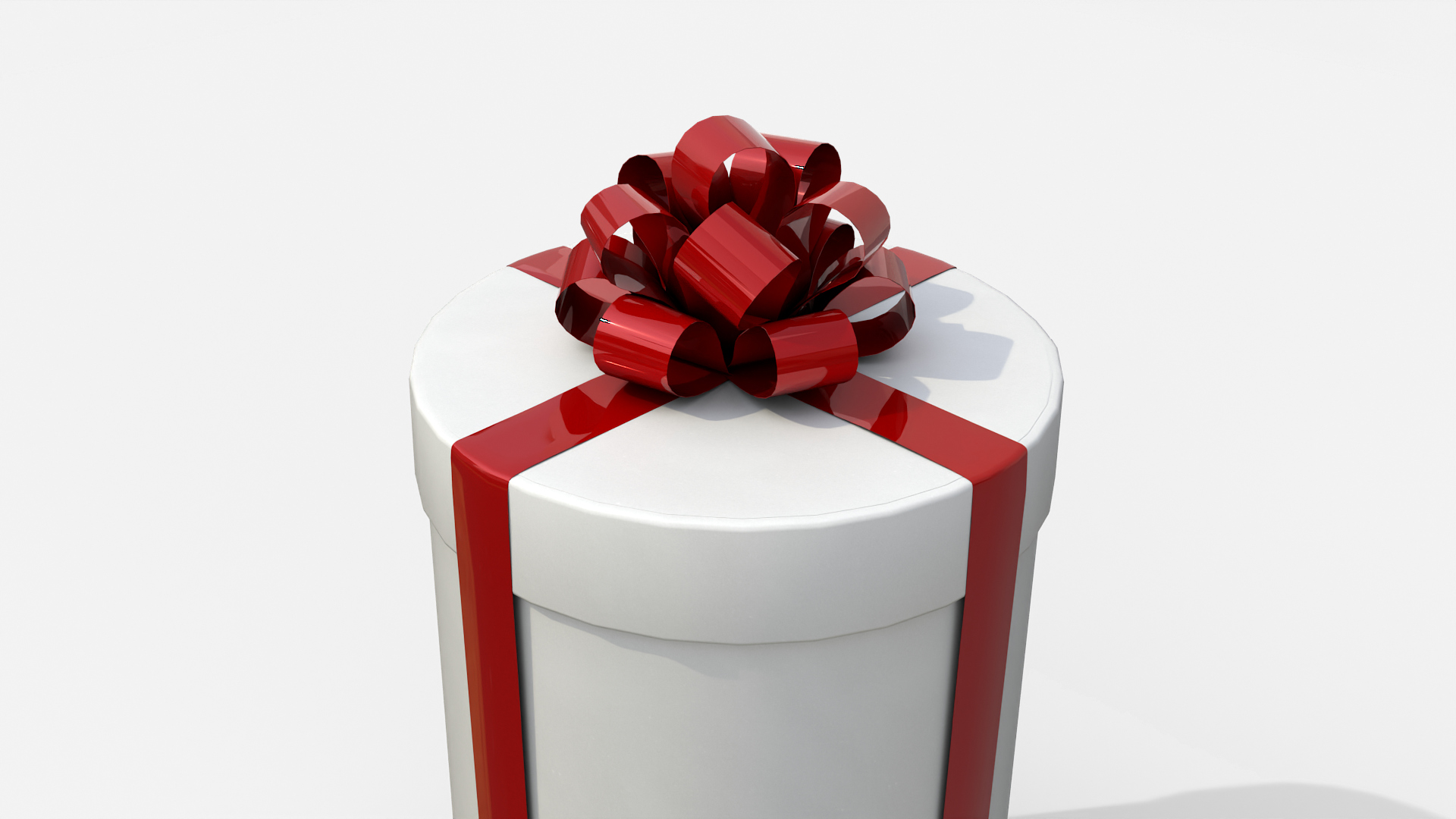 Gift Box - Tall Round with Tied Ribbon Rosette 3D Model