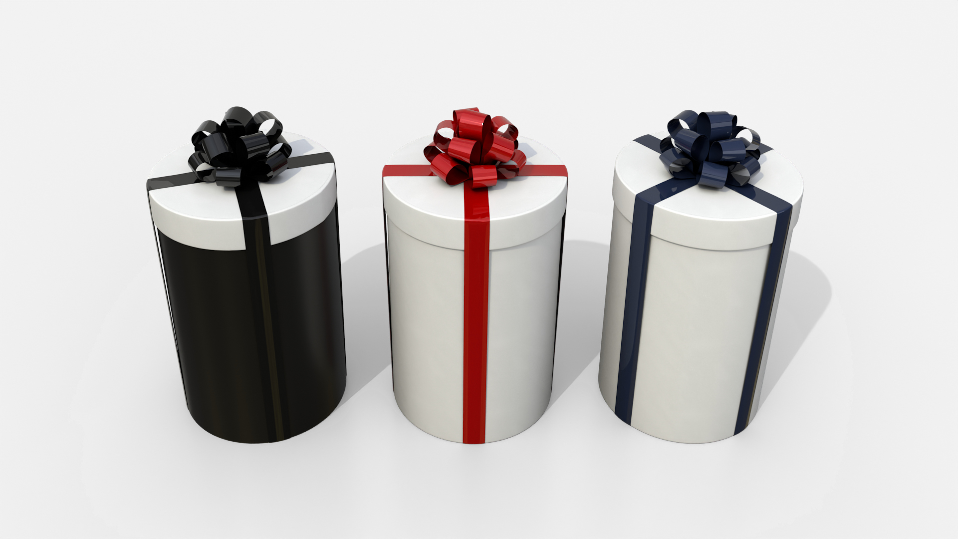 Gift Box - Tall Round with Tied Ribbon Rosette 3D Model