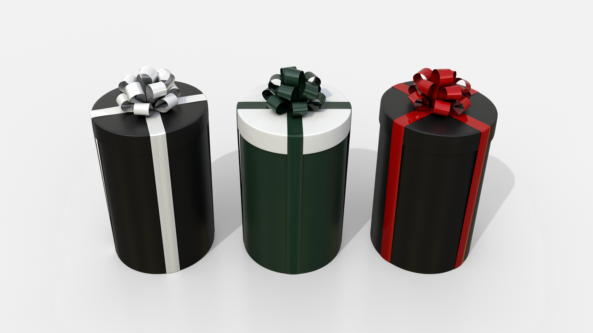 Gift Box - Tall Round with Tied Ribbon Rosette 3D Model