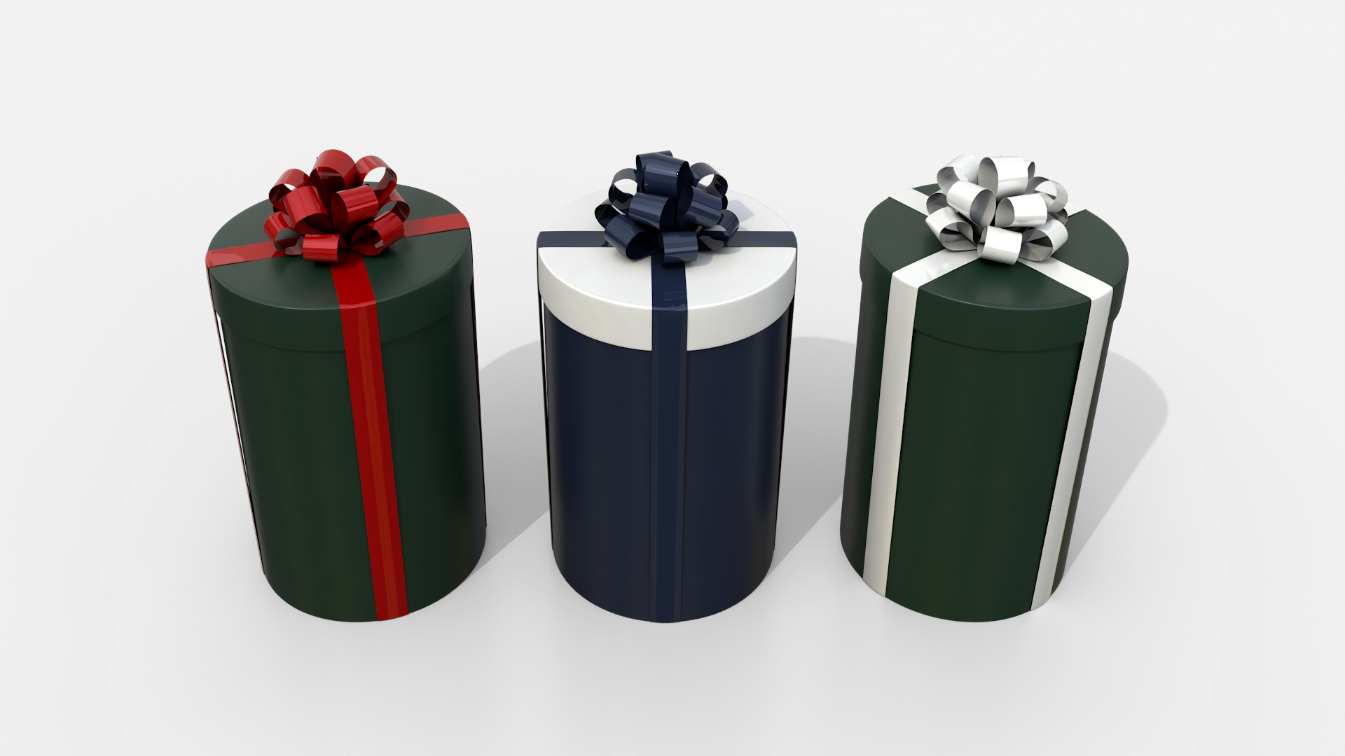 Gift Box - Tall Round with Tied Ribbon Rosette 3D Model