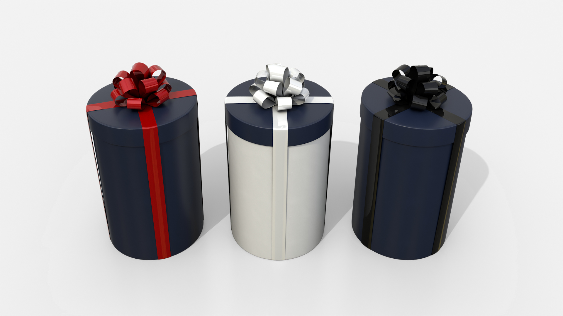 Gift Box - Tall Round with Tied Ribbon Rosette 3D Model