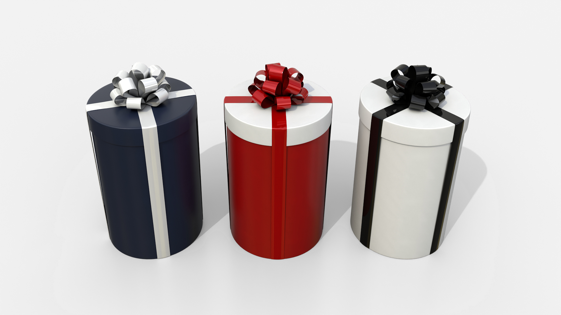 Gift Box - Tall Round with Tied Ribbon Rosette 3D Model